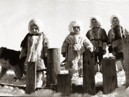 «Северяночки» (группа девочек 3-5 лет на зимней прогулке). 1984 г.