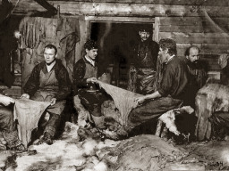 Замшевый завод. Село Ловозеро. Обработка оленьих шкур. 1930-е гг.